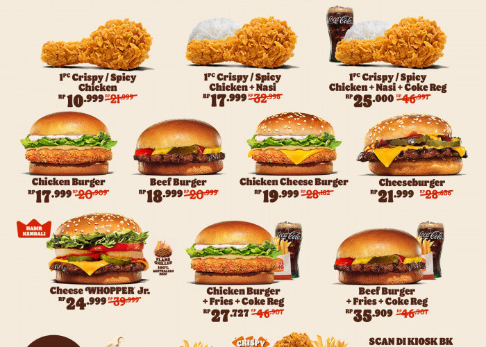 Burger King Rilis Promo Tanggal Tua: Paket Burger Lengkap Mulai Rp27 Ribuan, berlaku hingga 24 Agustus