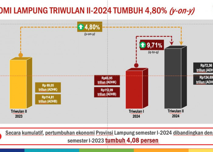 Perkonomian Provinsi Lampung Tumbuh sebesar 4,80 Persen, Ini Sektor Yang Mendominasi 