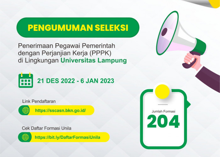 Universitas Lampung Buka 204 Formasi PPPK, Ini Rinciannya
