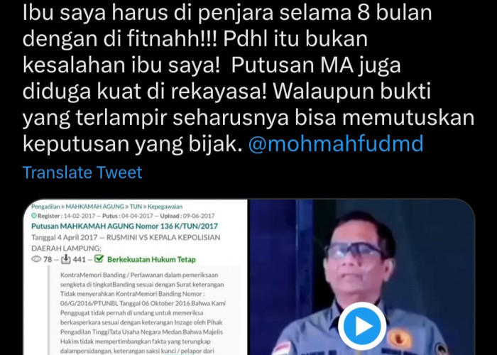 Soal PTDH Rusmini Viral di Twitter, Ini Kata Polda Lampung