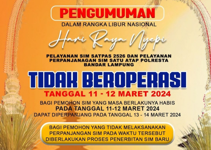 SIM Habis Berlaku 11 dan 12 Maret, Polresta Bandar Lampung Pinta Pemohon Datang pada 13 Maret 2024 