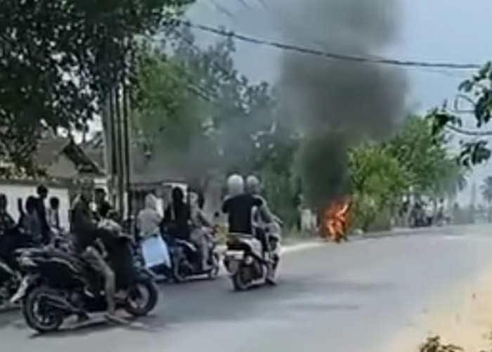 Warga Pringsewu Geger, Viral Video Sepeda Motor Hangus Dilahap Api Hingga Ludes Terbakar