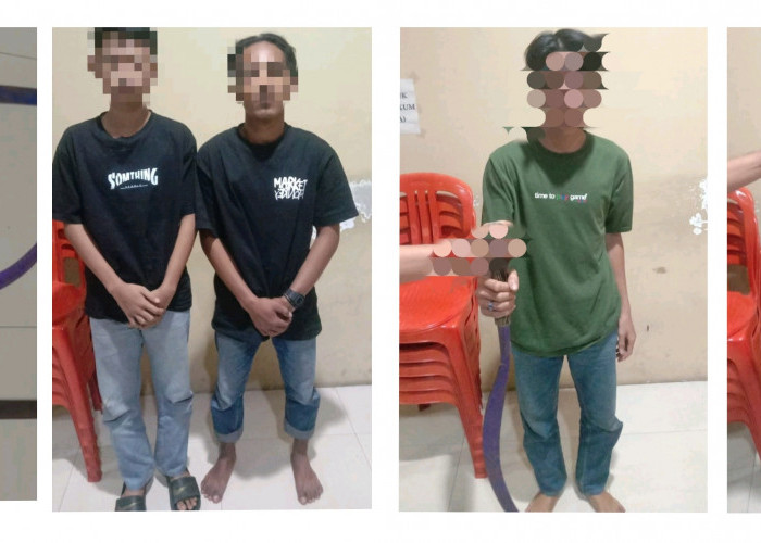 4 Remaja Berikut BB Sajam Diamankan Polresta Bandar Lampung, Dua di Antara Ditetapkan Tersangka