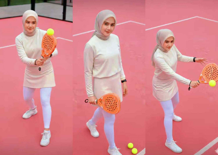Prompt Gemini AI Hadirkan Potret Sporty Padel Bernuansa Pink, Wanita Berhijab Tampil Natural di Lapangan