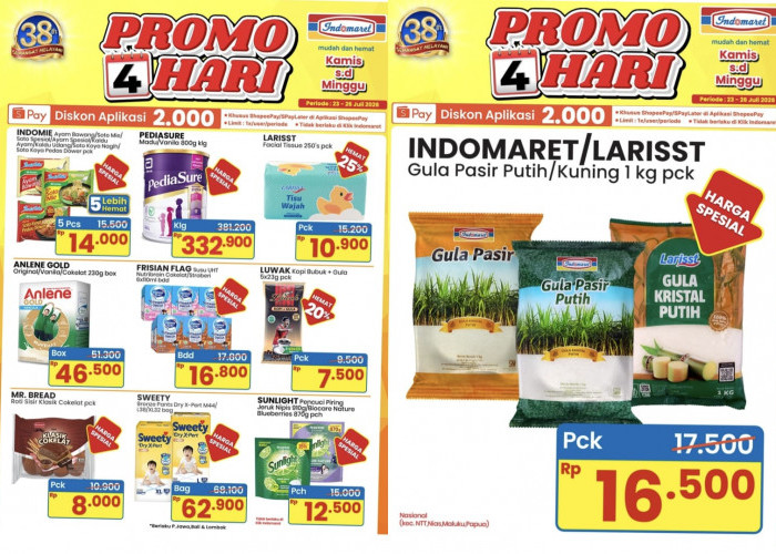 Gula Pasir Hingga Susu Diskon Gede-Gedean, Cek Daftar Promo 4 Hari Indomaret 23–26 Juli 2026