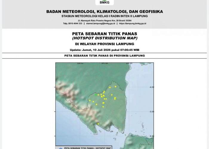 Waspada Karhutla, BMKG Deteksi 34 Titik Panas di Lampung, Berikut Sebarannya