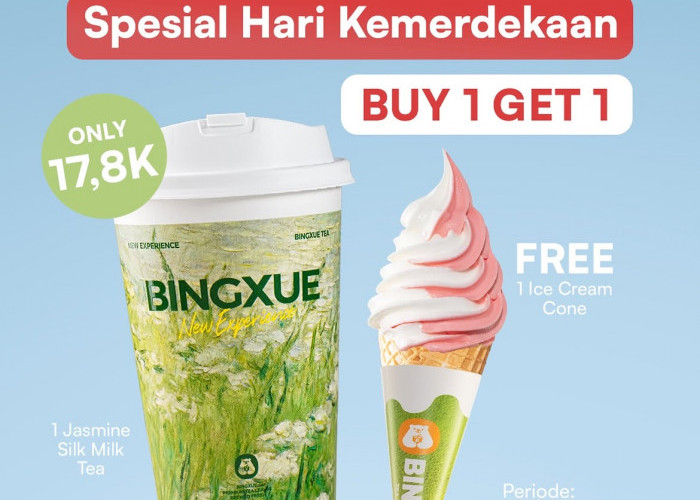 Promo Bingxue HUT RI ke-81 Tinggal 2 Hari, Serbu Penawaran Buy 1 Get 1 untuk Pecinta Minuman dan Es Krim