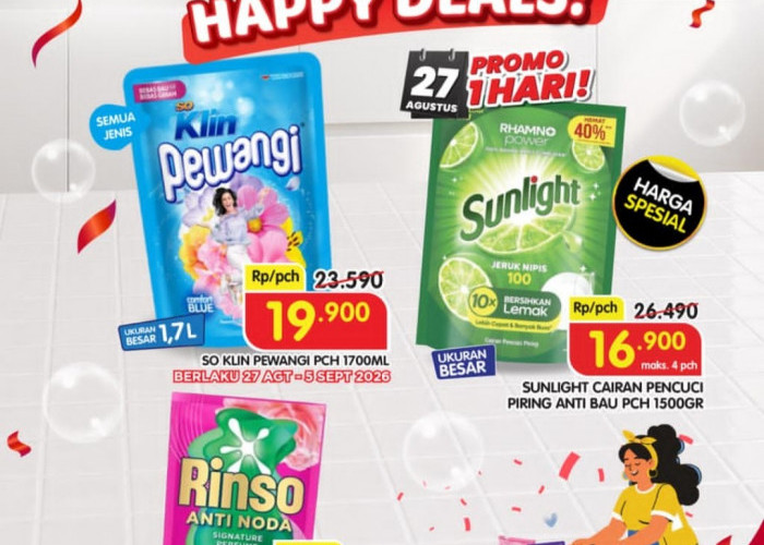 Berakhir Malam Ini, Happy Home Happy Deals di Superindo, Sunlight 1500g dan Deterjen dan Pewangi Super Hemat