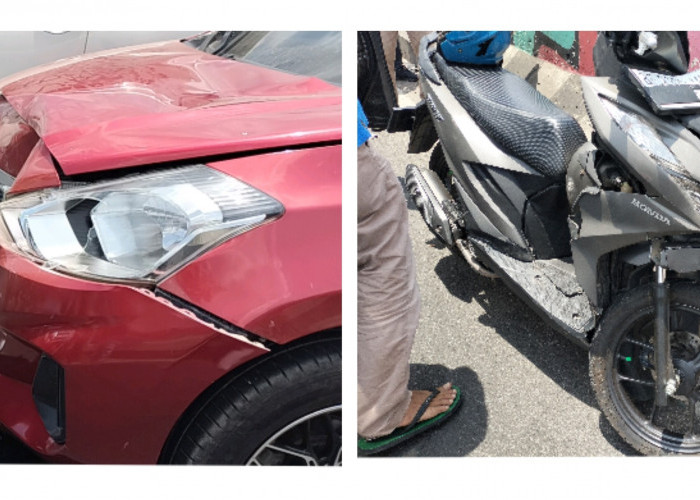 Duduga Megantuk, Satu Unit Sepeda Motor dan Mobil Bertabrakan di Atas Flyover MBK﻿