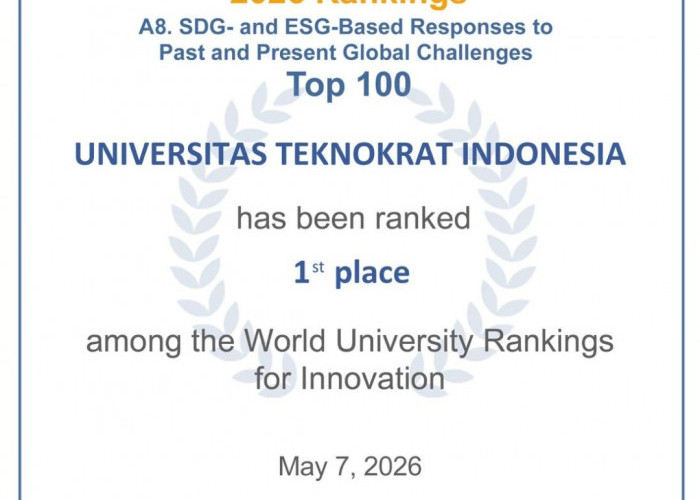Universitas Teknokrat Indonesia Ukir Sejarah, Raih Peringkat 1 Dunia WURI 2026