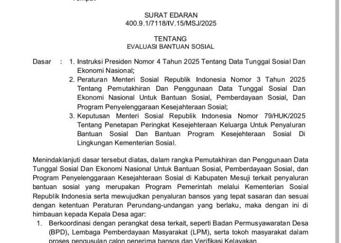 Pemkab Mesuji Terbitkan Surat Edaran Evaluasi Bansos ke Seluruh Desa