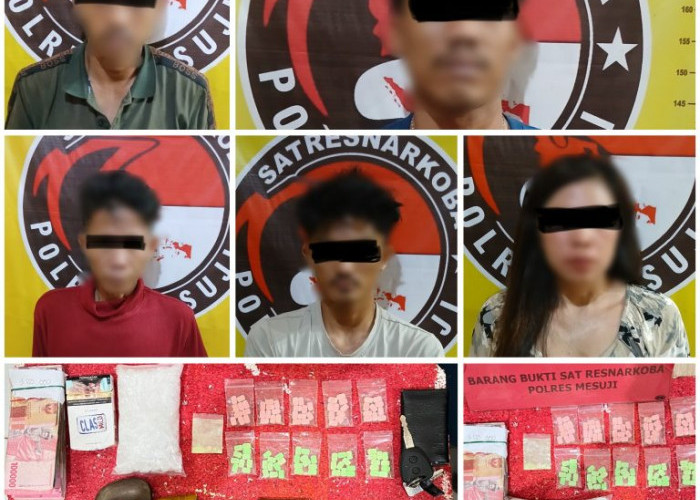 Sindikat Narkoba Lintas Provinsi Dibongkar, Lima Warga Riau Diciduk di Mesuji