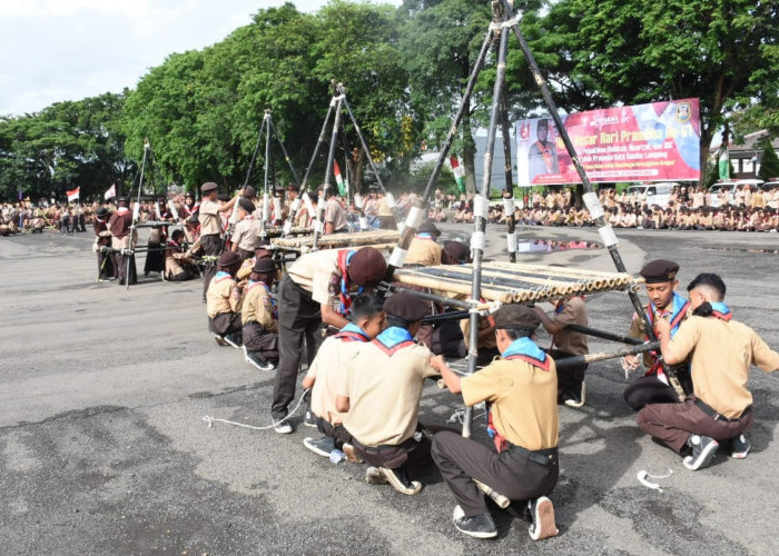 Ribuan Anggota Pramuka Bandar Lampung Berkumpul di Lapangan Saburai