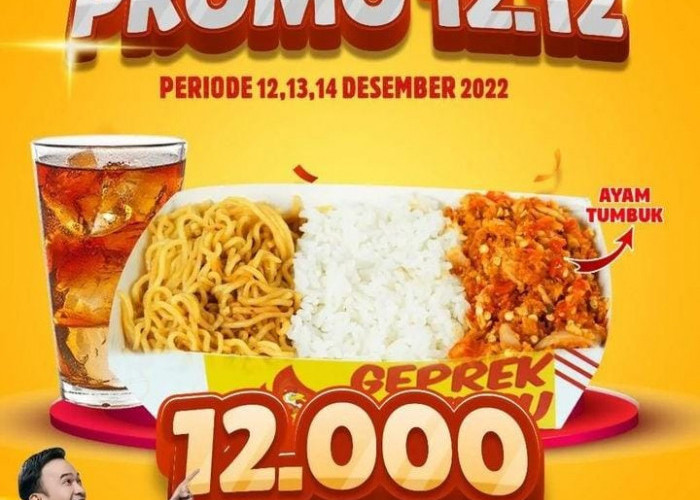 Geprek Bensu Promo 12.12 Hingga 14 Desember 2022, 1 Paket Mix Ayam Tumbuk Plus 1 Es Teh Manis Hanya Rp 12 Ribu
