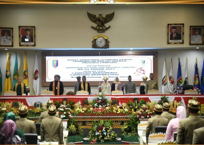 Paripurna Istimewa Peringatan HUT Ke-59 Provinsi Lampung, Ketua DPRD Lampung:  Mari Bergandeng Tangan Bangun L