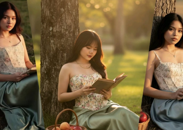 Pakai Prompt AI Untuk Hasilkan Potret Estetik Baca Buku di Bawah Pohon dengan Suasana Syahdu 