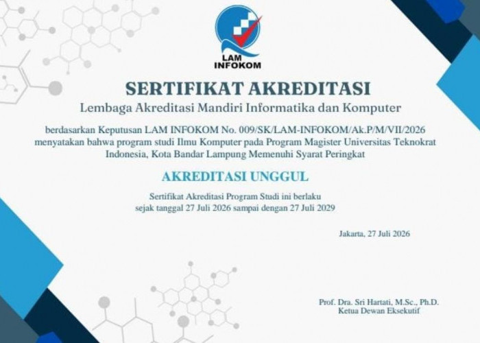 Magister Ilmu Komputer Universitas Teknokrat Indonesia Raih Akreditasi Unggul