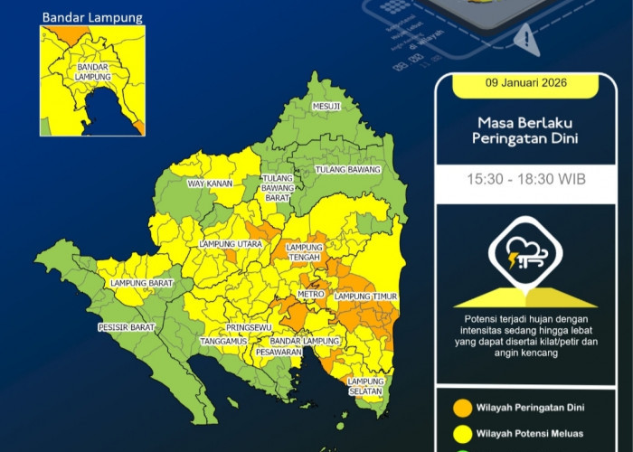 Cuaca Ekstrem Berpotensi Terjadi Tiga Hari ke Depan, Warga Lampung Diminta Waspada Bencana Hidrometeorologi