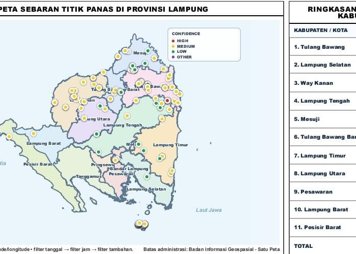 BMKG Catat 232 Hotspot di Lampung, Tiga Titik Panas Terdeteksi Dekat Bandara Radin Inten II 