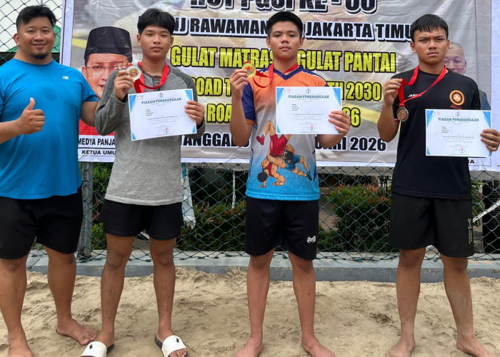 Ikuti Kejurnas Gulat Jakarta, Atlet Muda Lampung Sukses Borong Emas di Nomor Pasir