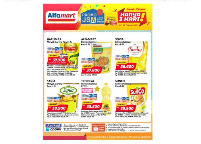 Update Promo JSM Alfamart Lampung 6-8 Februari 2026: Harga Minyak Goreng Mulai Rp37 Ribuan!