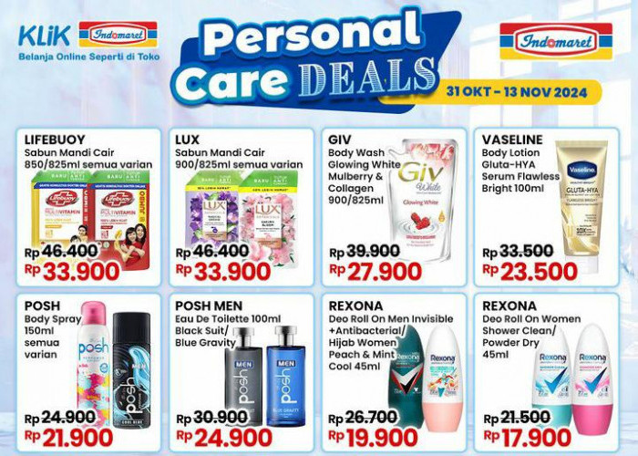 Dapatkan Promo Indomaret Spesial Personal Care, Ada Diskon Body Spray Rp 21 Ribu Jumat 1 November 2024