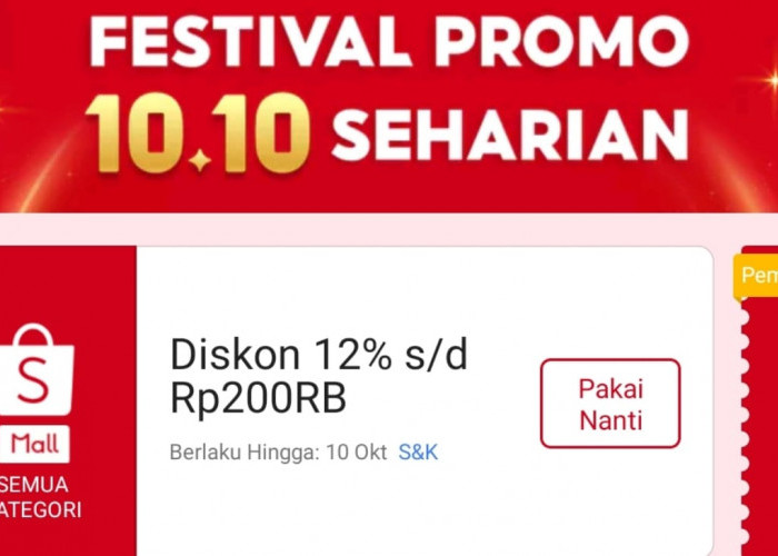 Klaim Sekarang, Dapatkan Diskon 12 Persen Hingga Rp200 Ribu Untuk Produk Shopee Mall Semua Kategori