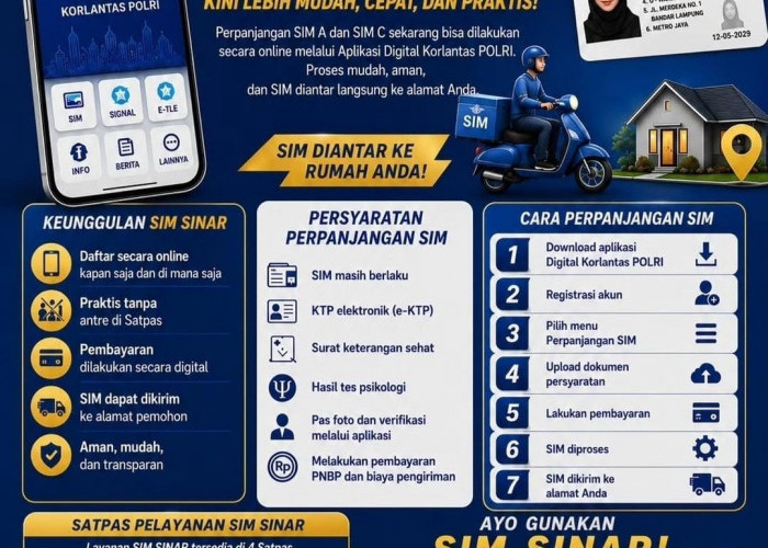 Simak! Dua Jalur Perpanjang SIM A dan C dari Ditlantas Polda Lampung