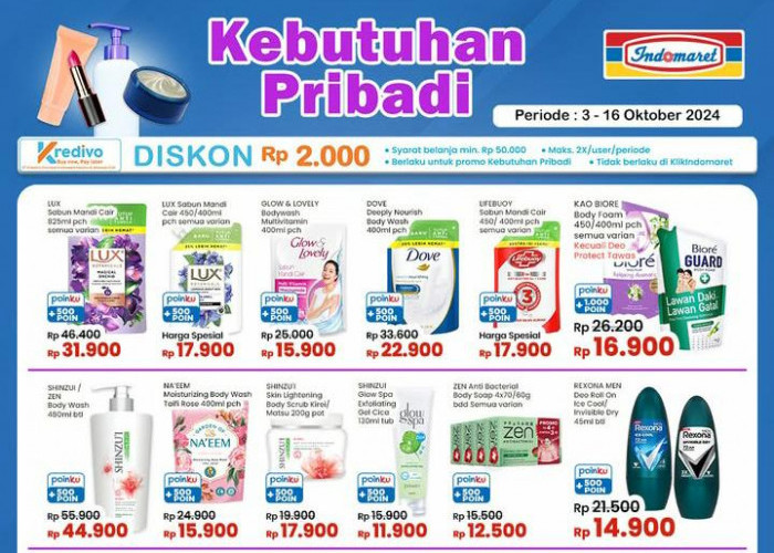 Promo Indomaret Senin 14 Oktober 2024, Ada Diskon Body Lotion Rp 14 Ribu, Penuhi Kebutuhan Pribadi Makin Hemat