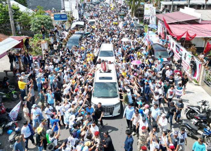 Pasca Debat Terakhir, Prabowo Subianto Pulang Kampung ke Sulawesi Utara Puluhan Ribu Orang Menyambut