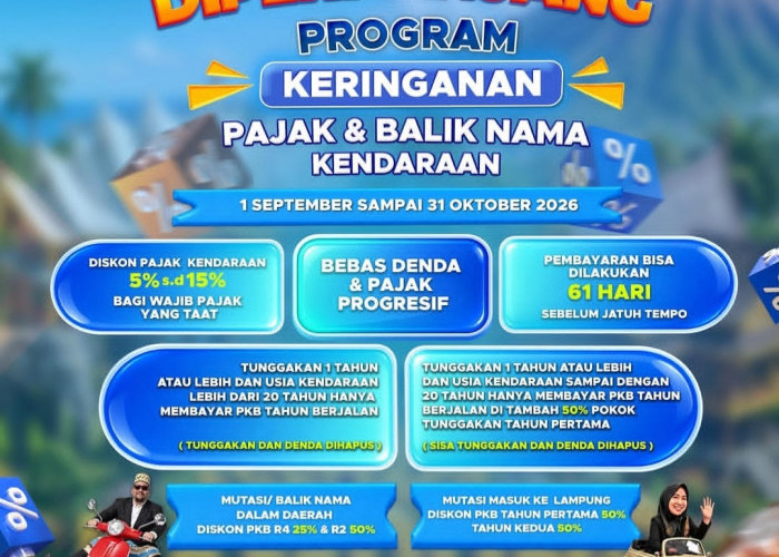 Bapenda Lampung Perpanjang Program Keringanan Pajak dan Balik Nama Kendaraan hingga 31 Oktober 2026