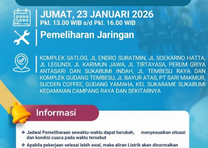 Info Pemeliharaan Listrik PLN UP3 Tanjung Karang- ULP Wayhalim Hari Ini, Cek Wilayahnya Disini 