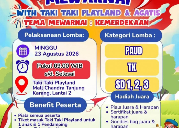 Taki Taki Playland Siapkan Lomba Mewarnai Tema Kemerdekaan di Chandra Mall Lampung, Ini Cara Daftarnya