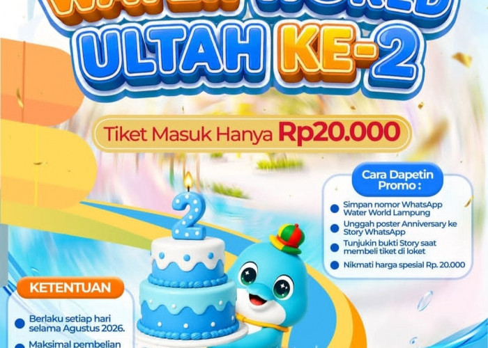Spesial HUT Ke-2, Tiket Masuk Water World Lampung Cuma Rp 20 Ribu Selama Agustus 2026