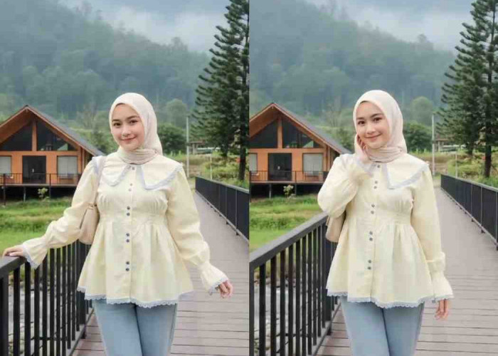 Prompt Gemini AI Ciptakan Potret Natural Wanita Berhijab Anggun di Jembatan Pegunungan Seperti Foto Liburan 