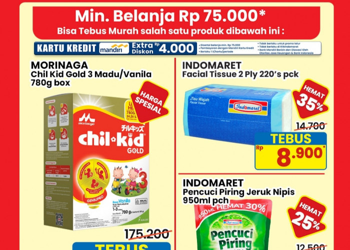 Promo PWP Indomaret: Tebus Murah Mulai Rp8.900, Pengguna Kartu Kredit Mandiri Dapat Ekstra Diskon