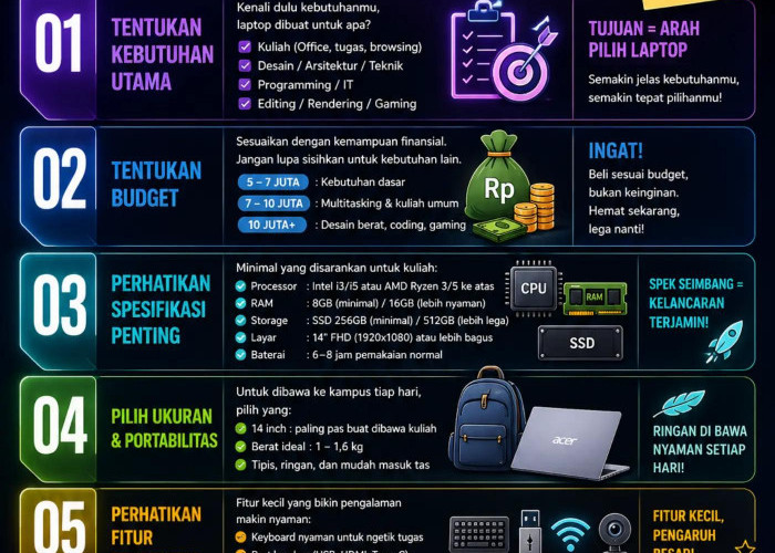 Tips Memilih Laptop Mahasiswa Baru: Sesuaikan Spesifikasi dengan Budget dan Kebutuhan Utama Perkuliahan