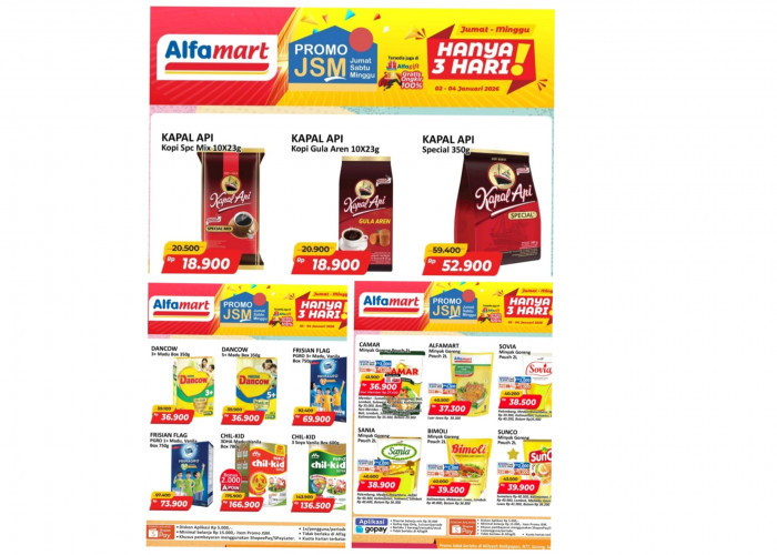Promo JSM Alfamart Hari Ini Minggu 4 Januari 2026: Susu, Kopi Hingga Minyak Goreng 2 Liter Harga Murah