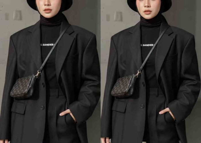 Gemini AI Hadirkan Gaya Monokrom Berkelas Wanita Berhijab Tampil bak Model Runway
