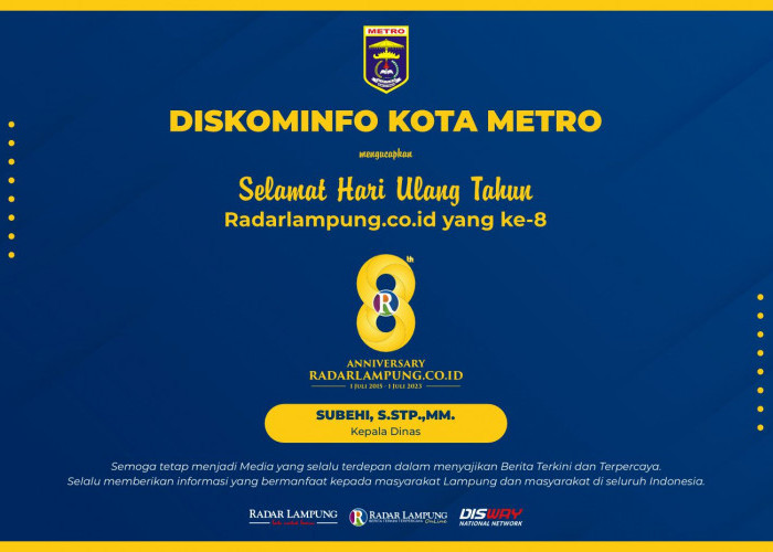 Diskominfo Kota Metro: Selamat HUT ke-8 Radar Lampung Online