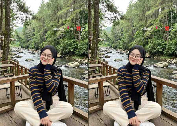 Prompt Gemini AI Ciptakan Potret Selfie di Tepi Sungai, Wanita Berhijab dengan Nuansa Alam Tenang