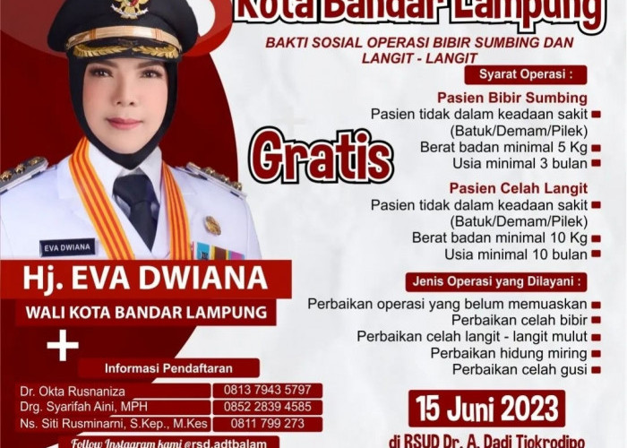 HUT Bandar Lampung ke 341, Bunda Eva Dwiana Miliki Keunggulan Bakal Ada Operasi Bibir Sumbing Secara Gratis
