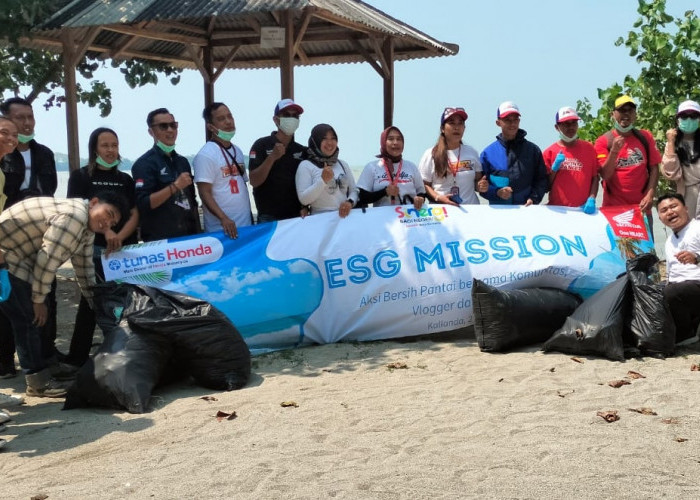 TDM Honda Gelar Aksi Bersih Pantai Bersama Jurnalis dan Vlogger Lampung 
