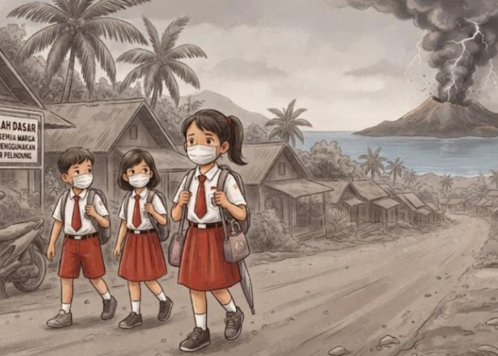 Dampak Abu Vulkanik Anak Krakatau, Sekolah di Bandar Lampung Daring Hari Senin