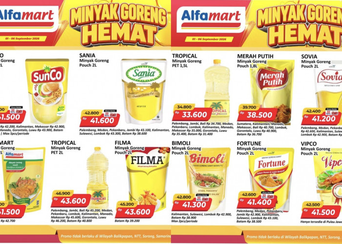 Promo Minyak Goreng Hemat Alfamart 1–6 September 2026: SunCo, Sania, hingga Bimoli Turun Harga