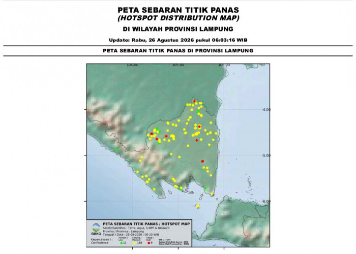 BMKG Lampung Deteksi 208 Titik Panas, 9 Masuk Kategori Risiko Tinggi