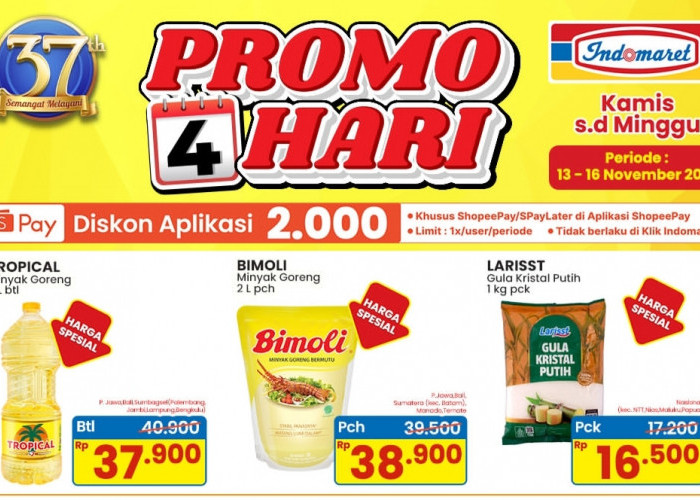 Besok Terakhir! Promo Indomaret 4 Hari: Harga Spesial Bimoli Minyak Goreng 2 Liter 