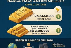Naik Lagi, Harga Emas Antam Kamis 23 Juli 2026 Tembus Rp 2,64 Juta per Gram, Cek Rincian Lengkapnya