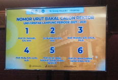 Nomor Urut Enam Bakal Calon Rektor Unila Ditetapkan, Sosialisasi Dimulai Besok