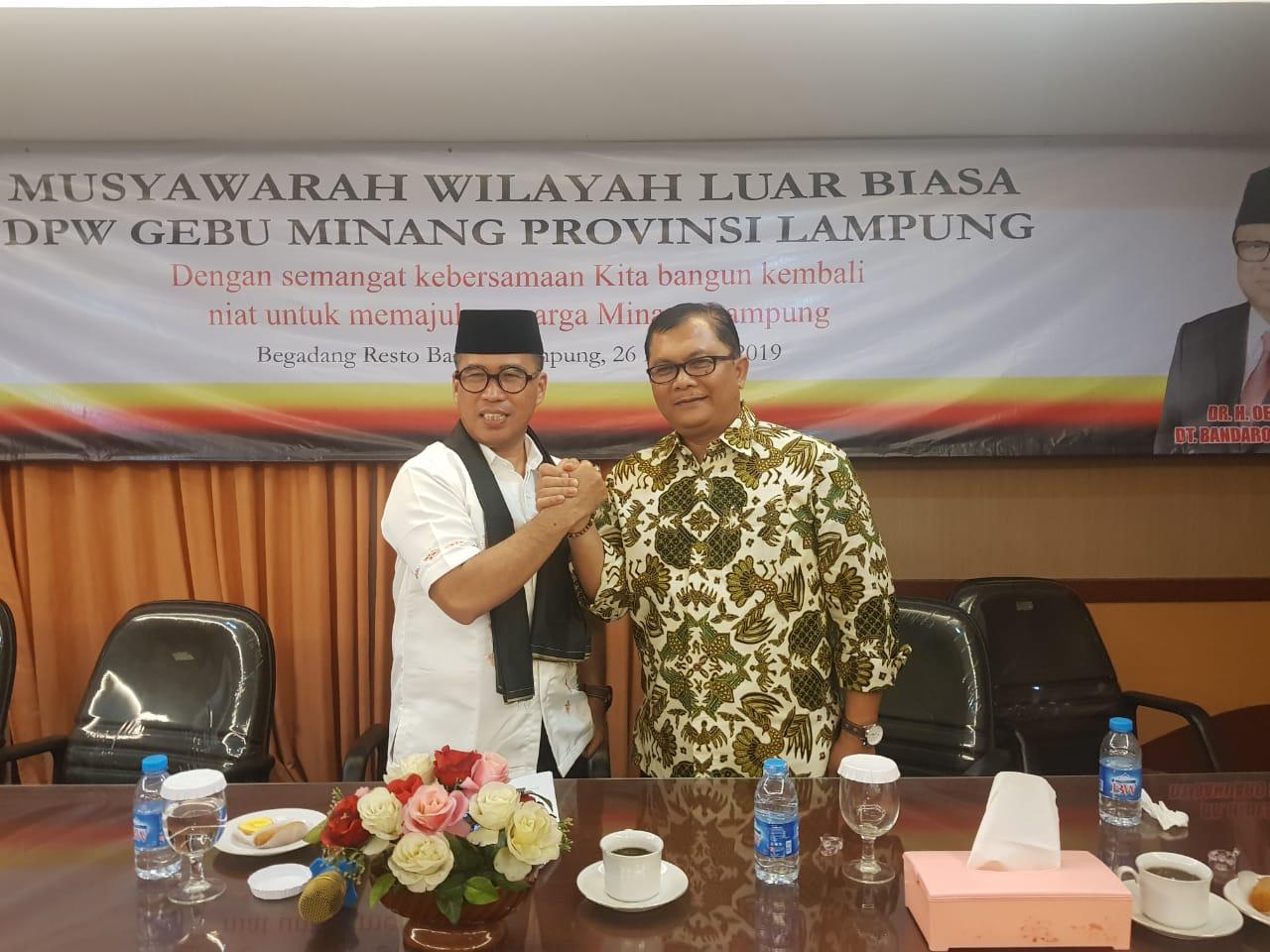 Terpilih Aklamasi, Rudi Chandra Pimpin Gebu Minang Lampung